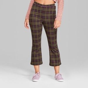 Plaid Wide Leg Cropped Pants